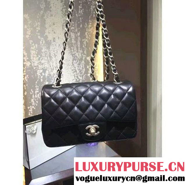 Chanel 1116 Mini Rectangular Lambskin Classic Flap Bag & Pearl Hardware Black (MC-6082929 )