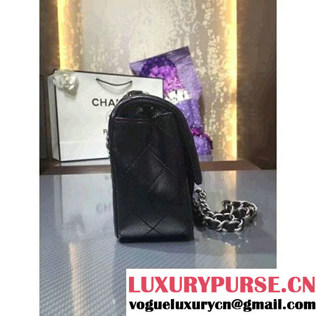 Chanel 1116 Mini Rectangular Lambskin Classic Flap Bag & Pearl Hardware Black (MC-6082929 )