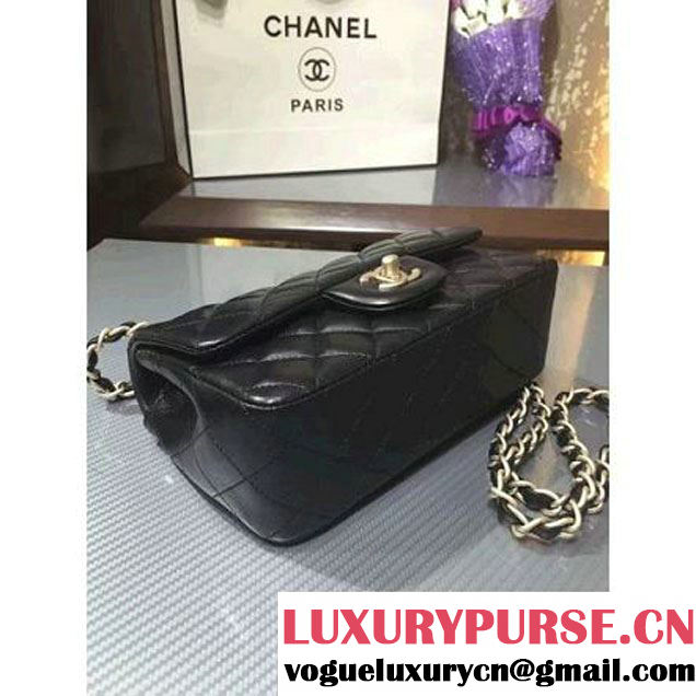Chanel 1116 Mini Rectangular Lambskin Classic Flap Bag & Pearl Hardware Black (MC-6082929 )