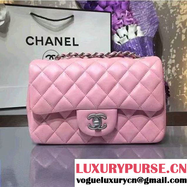 Chanel 1116 Mini Rectangular Lambskin Classic Flap Bag & Pearl Hardware Pink (MC-6082930 )