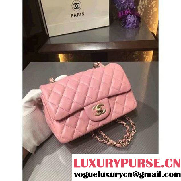 Chanel 1116 Mini Rectangular Lambskin Classic Flap Bag & Pearl Hardware Pink (MC-6082930 )