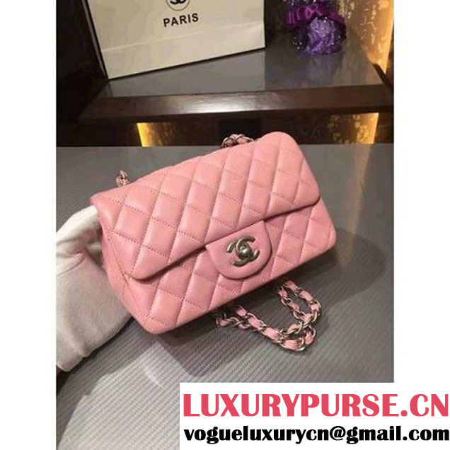 Chanel 1116 Mini Rectangular Lambskin Classic Flap Bag & Pearl Hardware Pink (MC-6082930 )