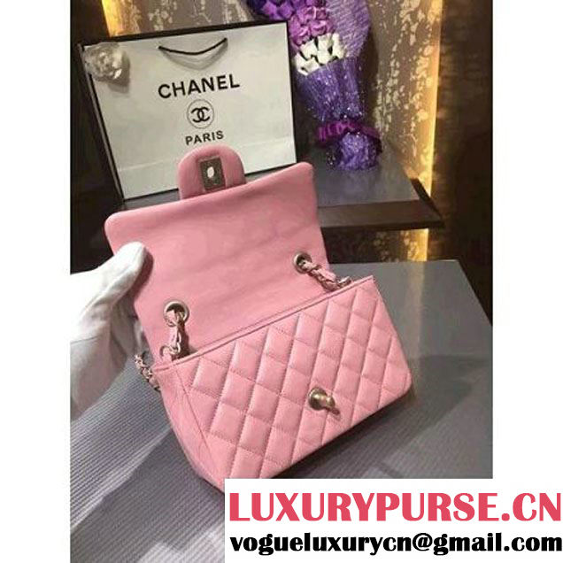Chanel 1116 Mini Rectangular Lambskin Classic Flap Bag & Pearl Hardware Pink (MC-6082930 )