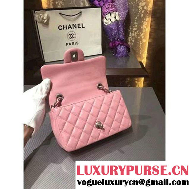 Chanel 1116 Mini Rectangular Lambskin Classic Flap Bag & Pearl Hardware Pink (MC-6082930 )