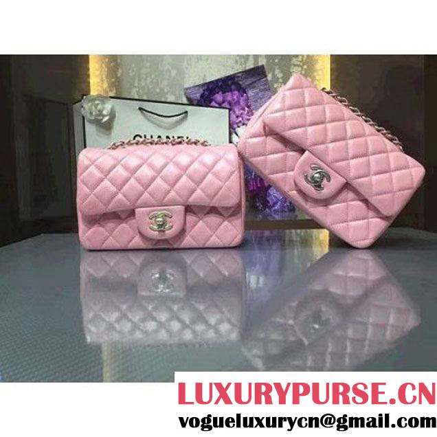 Chanel 1116 Mini Rectangular Lambskin Classic Flap Bag & Pearl Hardware Pink (MC-6082930 )