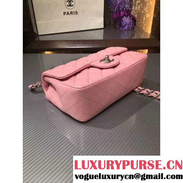 Chanel 1116 Mini Rectangular Lambskin Classic Flap Bag & Pearl Hardware Pink (MC-6082930 )