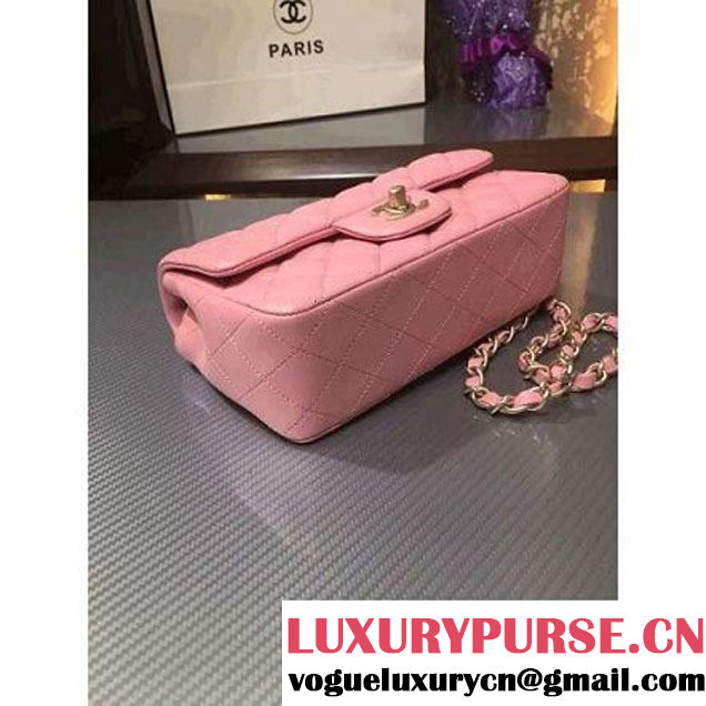 Chanel 1116 Mini Rectangular Lambskin Classic Flap Bag & Pearl Hardware Pink (MC-6082930 )