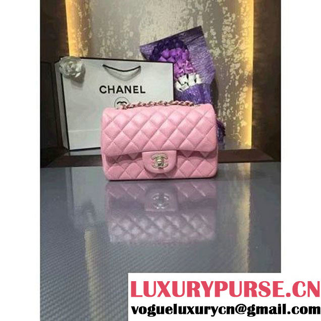 Chanel 1116 Mini Rectangular Lambskin Classic Flap Bag & Pearl Hardware Pink (MC-6082930 )