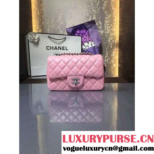 Chanel 1116 Mini Rectangular Lambskin Classic Flap Bag & Pearl Hardware Pink (MC-6082930 )