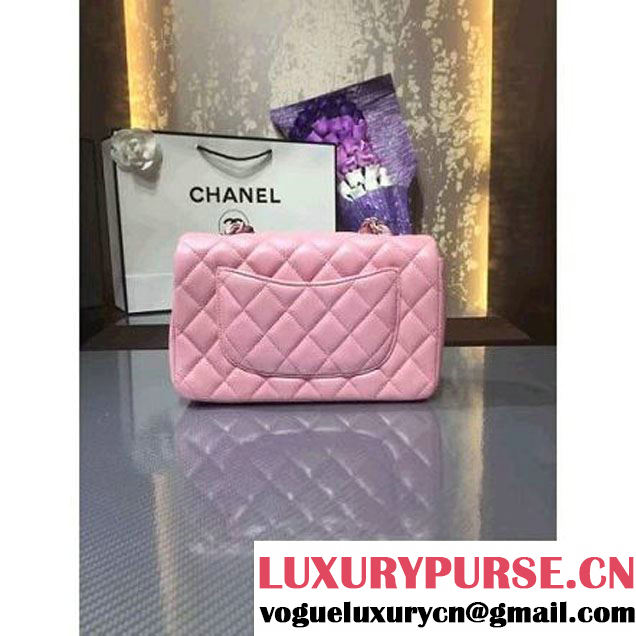 Chanel 1116 Mini Rectangular Lambskin Classic Flap Bag & Pearl Hardware Pink (MC-6082930 )