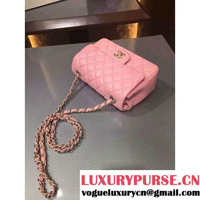 Chanel 1116 Mini Rectangular Lambskin Classic Flap Bag & Pearl Hardware Pink (MC-6082930 )