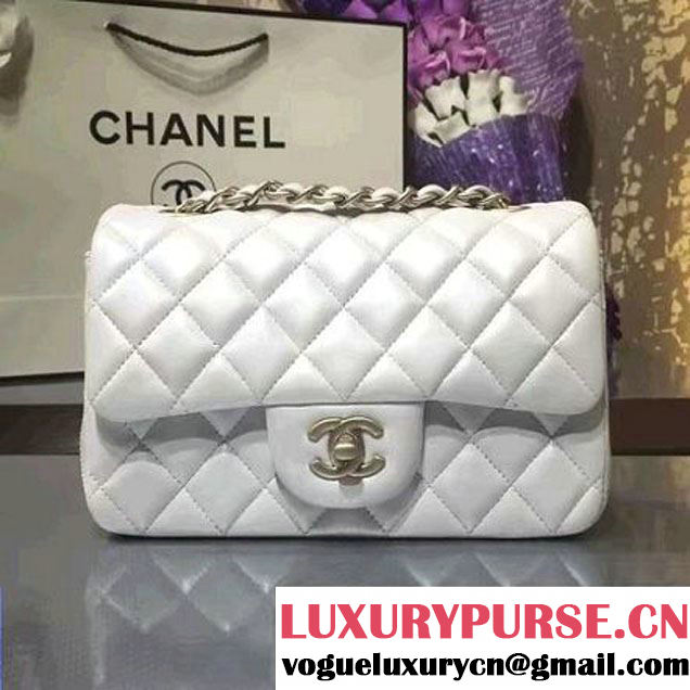 Chanel 1116 Mini Rectangular Lambskin Classic Flap Bag & Pearl Hardware White (MC-6082931 )