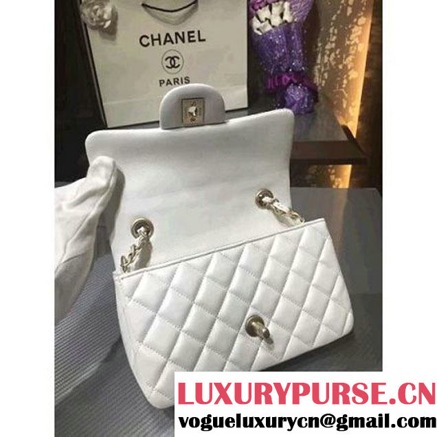 Chanel 1116 Mini Rectangular Lambskin Classic Flap Bag & Pearl Hardware White (MC-6082931 )