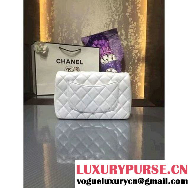 Chanel 1116 Mini Rectangular Lambskin Classic Flap Bag & Pearl Hardware White (MC-6082931 )