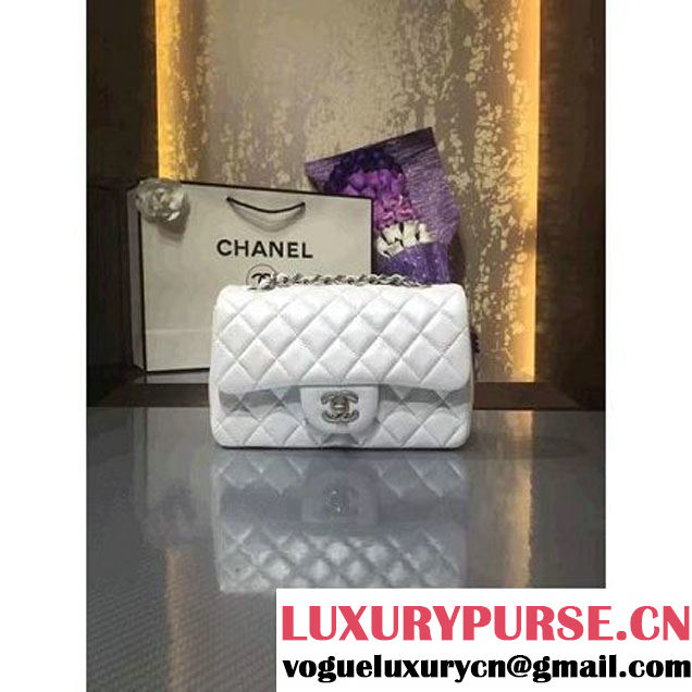 Chanel 1116 Mini Rectangular Lambskin Classic Flap Bag & Pearl Hardware White (MC-6082931 )