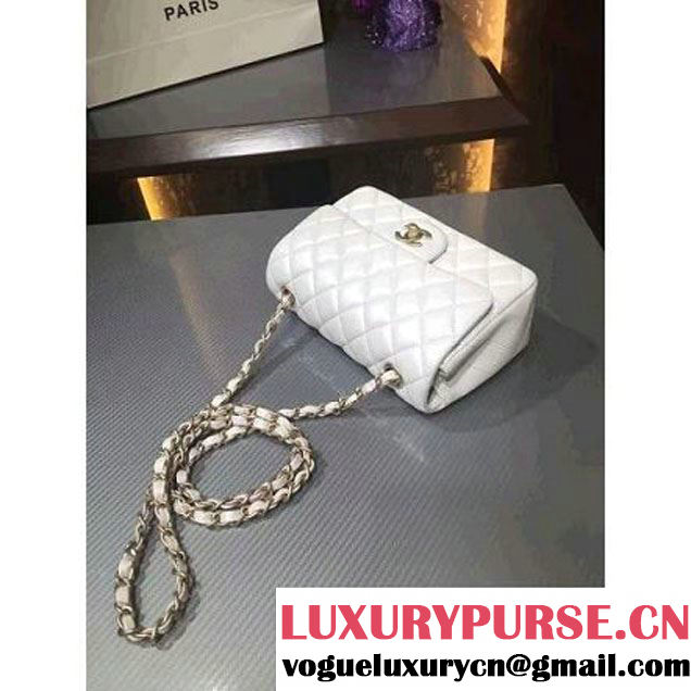 Chanel 1116 Mini Rectangular Lambskin Classic Flap Bag & Pearl Hardware White (MC-6082931 )