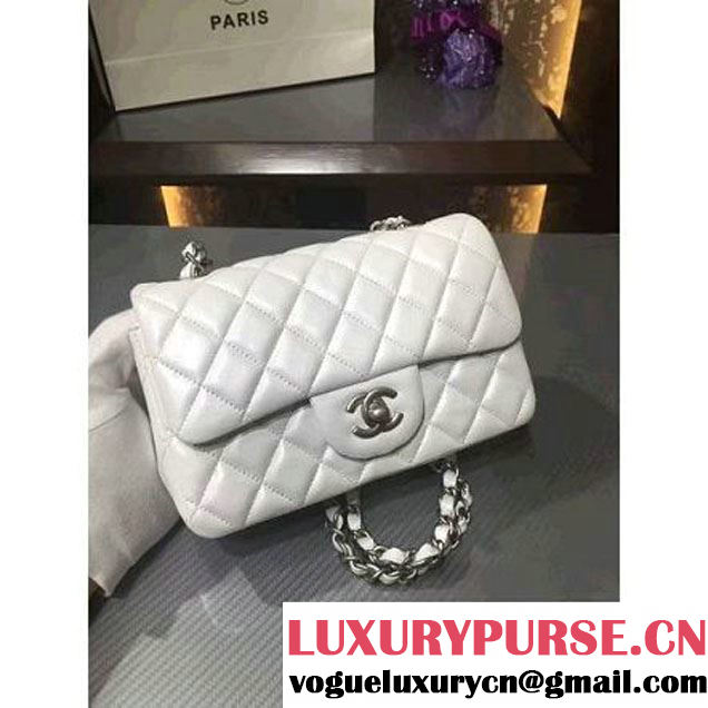 Chanel 1116 Mini Rectangular Lambskin Classic Flap Bag & Pearl Hardware White (MC-6082931 )