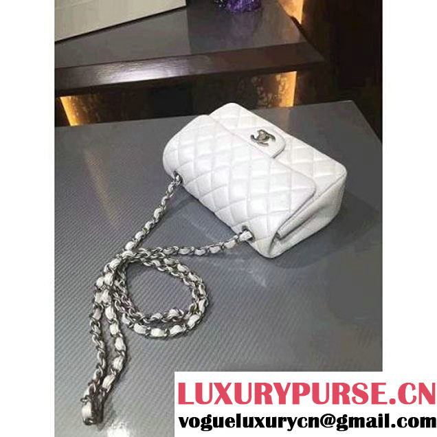 Chanel 1116 Mini Rectangular Lambskin Classic Flap Bag & Pearl Hardware White (MC-6082931 )