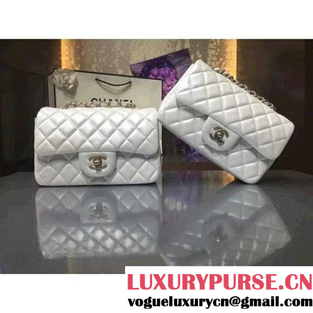 Chanel 1116 Mini Rectangular Lambskin Classic Flap Bag & Pearl Hardware White (MC-6082931 )