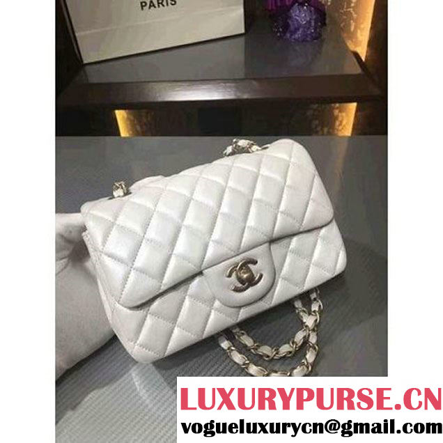 Chanel 1116 Mini Rectangular Lambskin Classic Flap Bag & Pearl Hardware White (MC-6082931 )