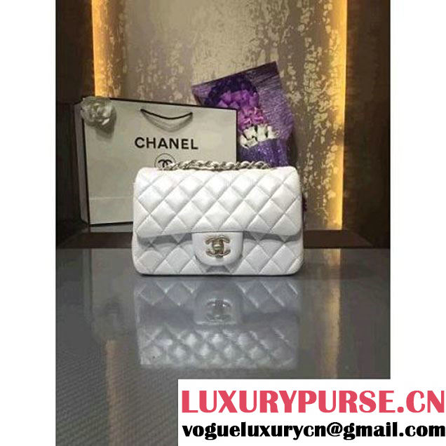 Chanel 1116 Mini Rectangular Lambskin Classic Flap Bag & Pearl Hardware White (MC-6082931 )