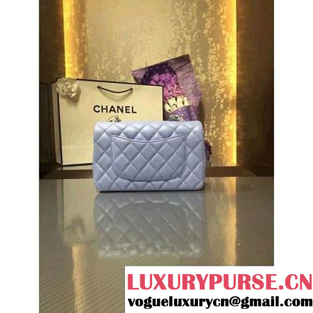 Chanel 1116 Mini Rectangular Lambskin Classic Flap Bag & Pearl Hardware Light Blue (MC-6082932 )