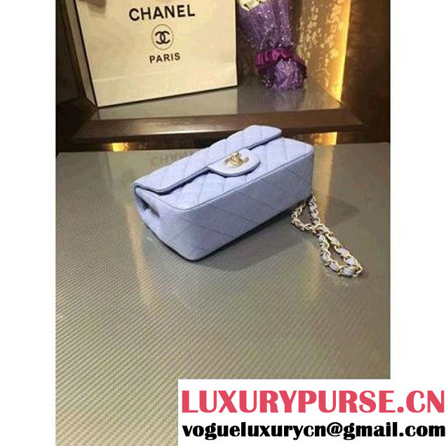 Chanel 1116 Mini Rectangular Lambskin Classic Flap Bag & Pearl Hardware Light Blue (MC-6082932 )