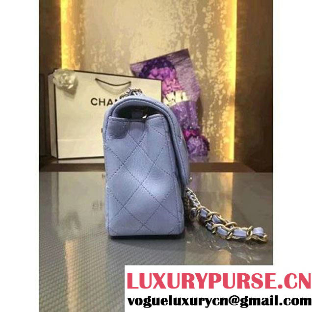 Chanel 1116 Mini Rectangular Lambskin Classic Flap Bag & Pearl Hardware Light Blue (MC-6082932 )