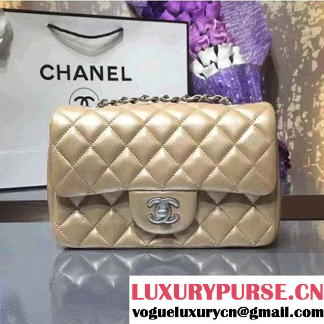 Chanel 1116 Mini Rectangular Lambskin Classic Flap Bag & Pearl Hardware Champagne (MC-6082933 )