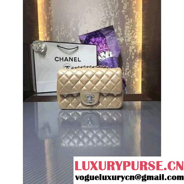 Chanel 1116 Mini Rectangular Lambskin Classic Flap Bag & Pearl Hardware Champagne (MC-6082933 )