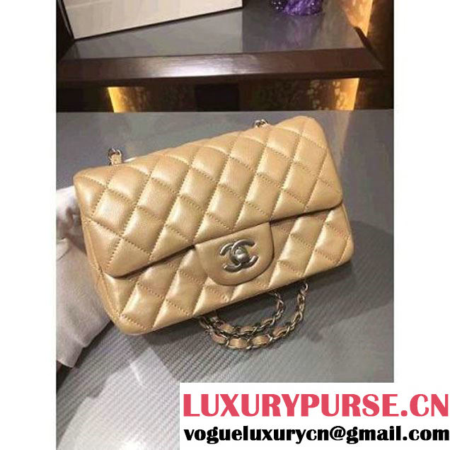 Chanel 1116 Mini Rectangular Lambskin Classic Flap Bag & Pearl Hardware Champagne (MC-6082933 )