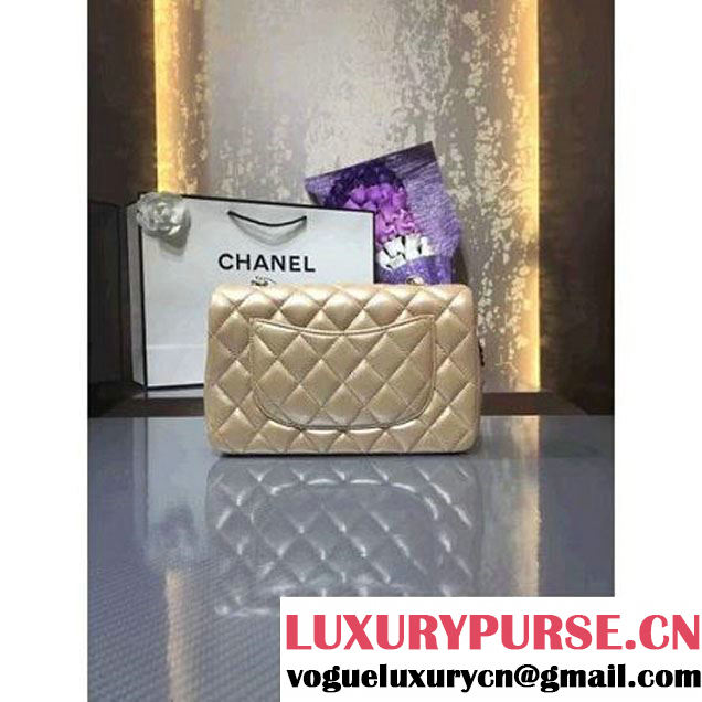 Chanel 1116 Mini Rectangular Lambskin Classic Flap Bag & Pearl Hardware Champagne (MC-6082933 )