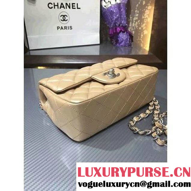 Chanel 1116 Mini Rectangular Lambskin Classic Flap Bag & Pearl Hardware Champagne (MC-6082933 )