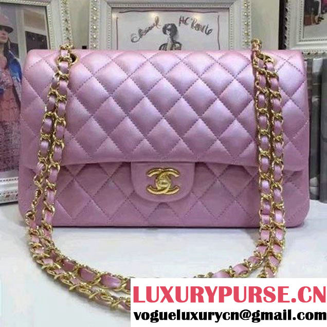 Chanel Pearl Lambskin Medium Classic Flap Bag Pink 2016 (AV-6092715 )