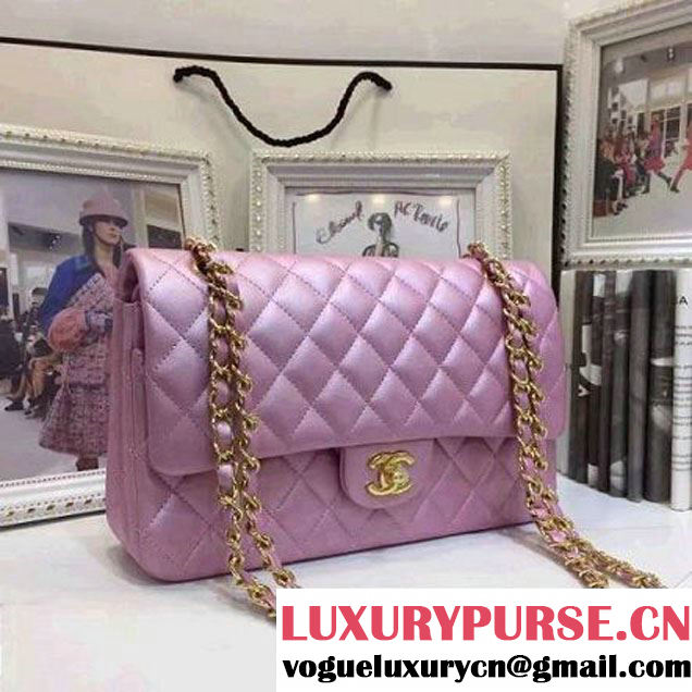 Chanel Pearl Lambskin Medium Classic Flap Bag Pink 2016 (AV-6092715 )