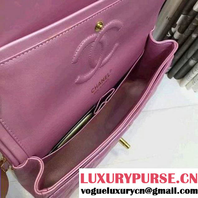 Chanel Pearl Lambskin Medium Classic Flap Bag Pink 2016 (AV-6092715 )