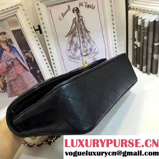 Chanel Pearl Lambskin Medium Classic Flap Bag Black 2016 (AV-6092716 )