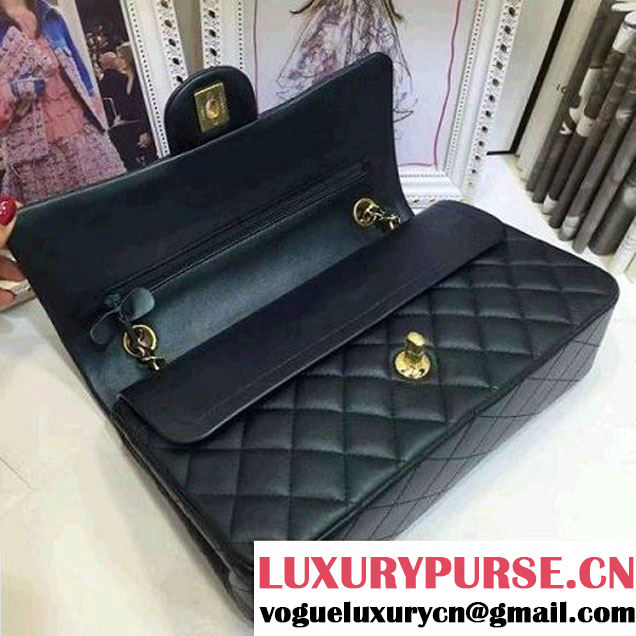 Chanel Pearl Lambskin Medium Classic Flap Bag Black 2016 (AV-6092716 )