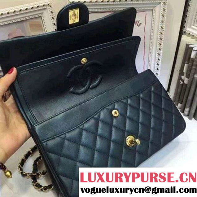 Chanel Pearl Lambskin Medium Classic Flap Bag Black 2016 (AV-6092716 )