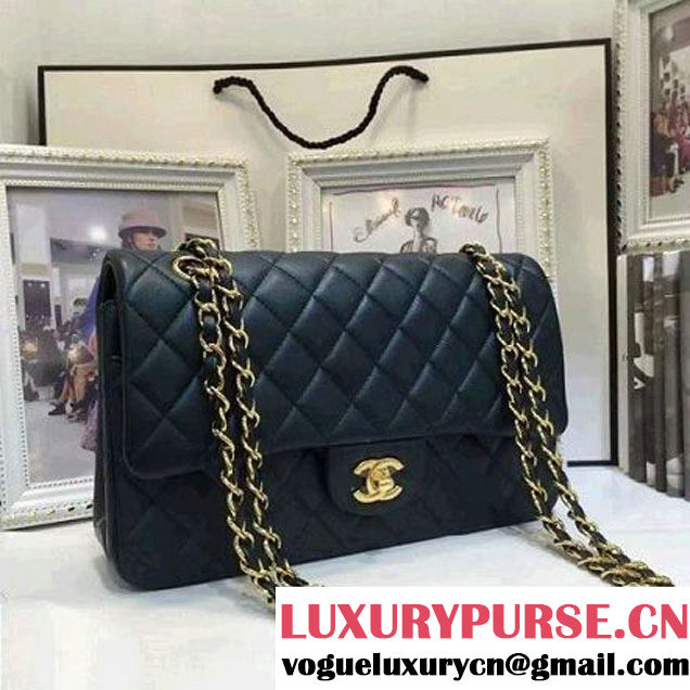 Chanel Pearl Lambskin Medium Classic Flap Bag Black 2016 (AV-6092716 )