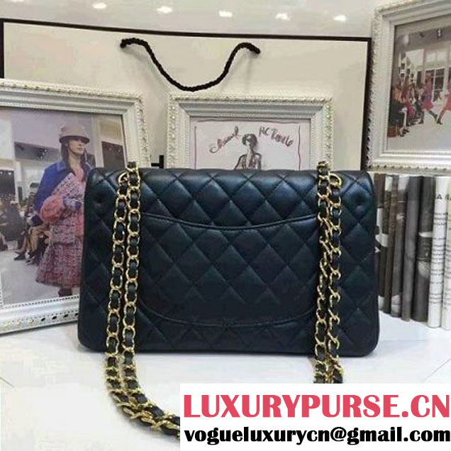 Chanel Pearl Lambskin Medium Classic Flap Bag Black 2016 (AV-6092716 )