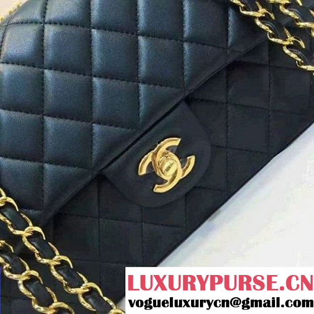 Chanel Pearl Lambskin Medium Classic Flap Bag Black 2016 (AV-6092716 )