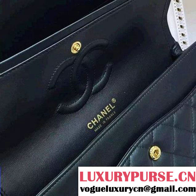 Chanel Pearl Lambskin Medium Classic Flap Bag Black 2016 (AV-6092716 )