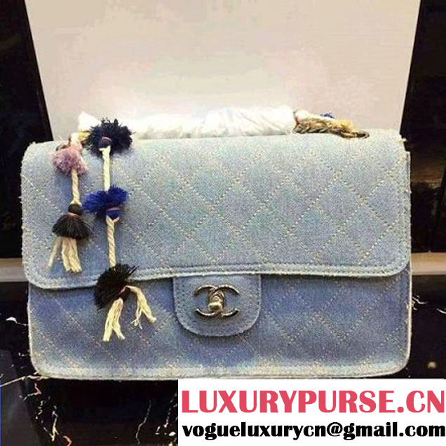 Chanel Denim Jumbo Classic Flap Bag Light Blue 2016 (AV-6101402 )