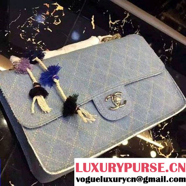 Chanel Denim Jumbo Classic Flap Bag Light Blue 2016 (AV-6101402 )