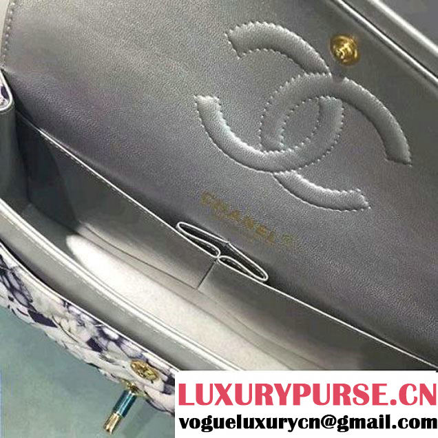 Chanel Emoticon Printed Fabric Medium Classic Flap Bag Silver A01112 2016 (2A143-6111709 )