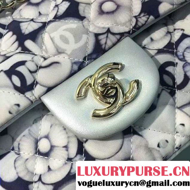 Chanel Emoticon Printed Fabric Medium Classic Flap Bag Silver A01112 2016 (2A143-6111709 )