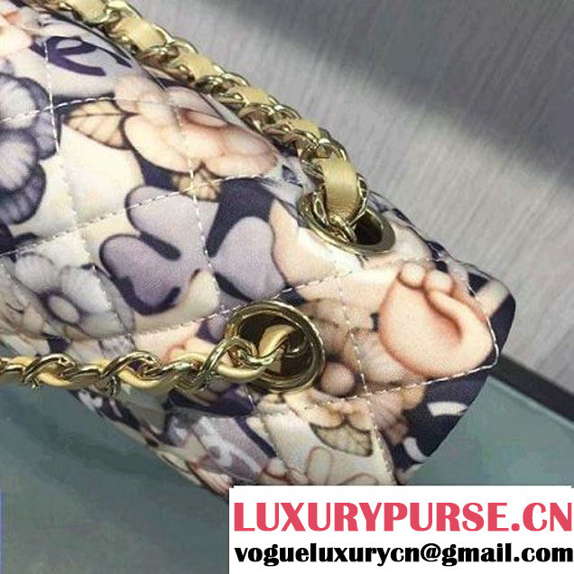 Chanel Emoticon Printed Fabric Medium Classic Flap Bag Gold A01112 2016 (2A143-6111710 )