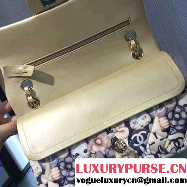 Chanel Emoticon Printed Fabric Medium Classic Flap Bag Gold A01112 2016 (2A143-6111710 )