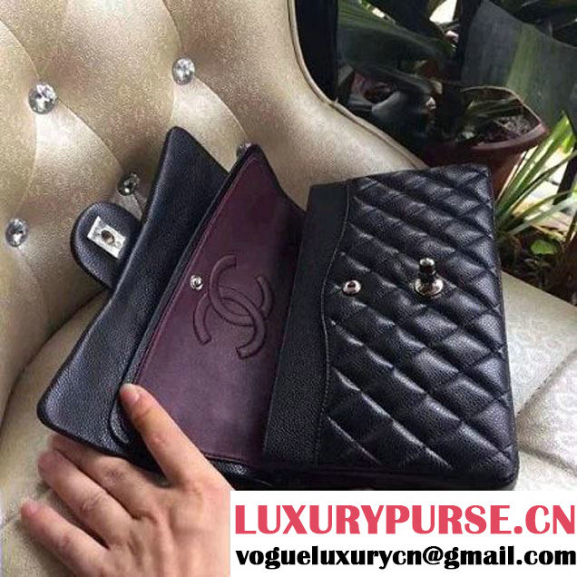 Chanel Medium 1112 Caviar Classic Double Flap Bag in Black(SHW) (HOT-112900 )